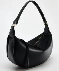 ZARA ザラ ハーフムーン オーバル バッグ ブラック