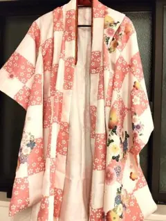 289-卒業袴❤︎着物&袴2点セット 裄長 水色にピンクの梅 襦袢と帯の 