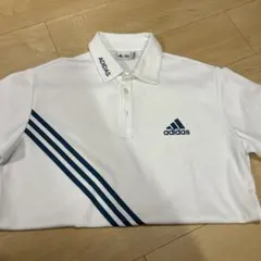 adidas ホワイト ポロシャツ ストライプ
