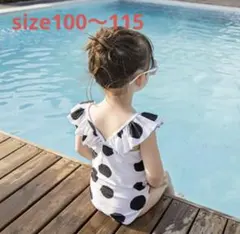 水玉模様の女の子用ワンピース水着