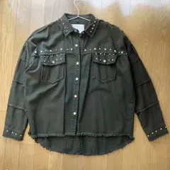 ZARA ザラ スタッズ付き ミリタリージャケット カーキ USA S