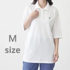 ポロチュニック 白【Ｍ】五分袖 吸汗速乾 UVカット　Aライン　四葉のクローバーのサムネイル