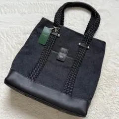 【美品】ポールスミス トートバッグ ウール レザー 黒 A4可