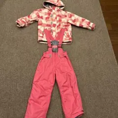 m*n様 子ども用スキーウェア ピンク系 幾何学模様