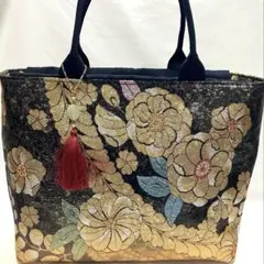 帯リメイクファスナーバッグ☆タッセル付き☆