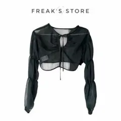 美品 FREAK’S STORE シアーボレロ リボン ショート丈 ブラック 黒のサムネイル