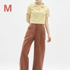 【未使用】GU リネンブレンドタックワイドパンツ 丈標準 Mジーユー レディース