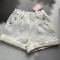 メゾピアノ　ロゴ入り　ホワイト ボタン付き ハーフパンツ 120 新品タグ付き