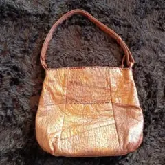 イビザIBIZAメタリックオレンジ レザー ショルダーバッグ