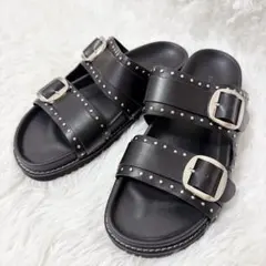 ✨美品✨シップス サンダル バックル スタッズ ダブルベルト ブラック 24.5