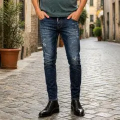 【美品】DSQUARED2 スキニー バイカー デニム ペイントダメージ 加工のサムネイル