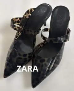 ZARA ヒョウ柄 ポインテッドトゥ ミュール　35
