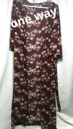 one way　花柄シフォンカーディガン バーガンディワインレッドのサムネイル