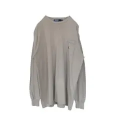 【稀少】90s ラルフローレン　ロゴ刺繍ポケットロンT ベージュ　L相当　Sのサムネイル