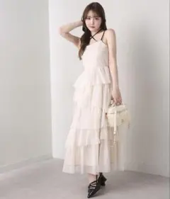 ミシェマカ バイカラーティアードロングワンピ - メルカリ
