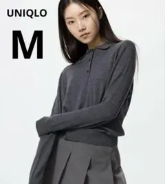 ユニクロ　メリノポロセーター　グレー　サイズM