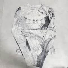 シアー素材 長袖カットソー タトゥー 彫り レディース