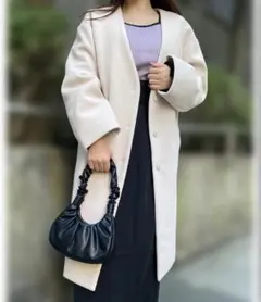 【訳あり】INGNI イング　ノーカラー　オーバーサイズコート　アイボリー