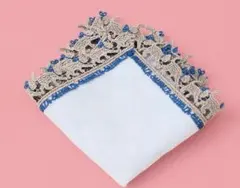近沢レース【婦人画報別注】タオルハンカチ　キャットウォーク　アクアブルー　新品