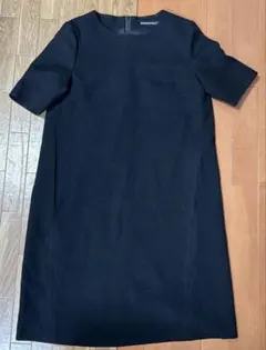 ストロベリフィールズ 半袖ワンピース 美品 黒 冠婚葬祭 ポケット付き