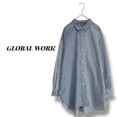 美品✨【グローバルワーク】オーバーサイズシャツ　ストライプ　長袖　シャツ　XL