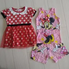 ミニーマウス ミニーちゃん　水玉ドレス 95サイズ　セットアップ　80サイズ