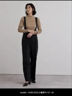 【未使用】ur’sセンタープレスダブルサロペットパンツ 黒　Ｍのサムネイル