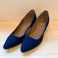 ネイビー スエード ポインテッドトゥ ハイヒール