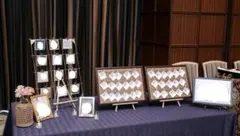 結婚式 ウェルカムスペースフォトフレーム 2枚木製スタンド木製ピンチ付5点セット