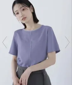 【新品】NATURALBEAUTY BASIC シフォンラインＴブラウス Mのサムネイル