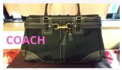 COACH 黒トートバッグ タッセル付き
