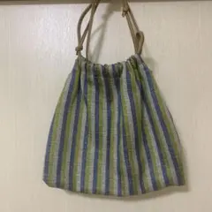 ストライプ ドローストリングバッグ