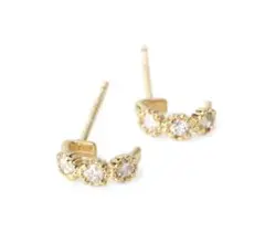 新品　3粒ダイヤのミル打ちピアス　シエナロゼ（SIENA ROSE）