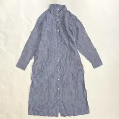 無印良品　リネンシャツワンピース　ストライプ柄　長袖　Mサイズ