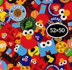 セサミストリート　生地　52×50㎝　レッド　綿オックス　ハギレ