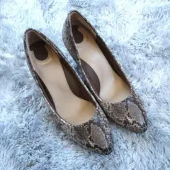 RANDA パイソン柄 ランダ コットンステップハイヒールパンプス 22.5cm