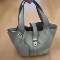 BARNEYS NEW YORK グレー レザー ハンドバッグのサムネイル