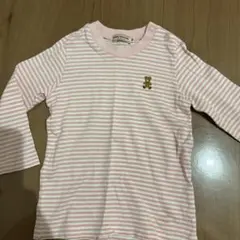 長袖ストライプTシャツ クマ刺繍