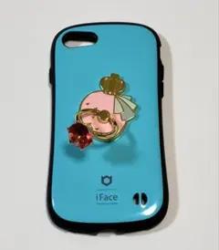 iFace iPhoneSE用ケース 水色 スマホリング付き