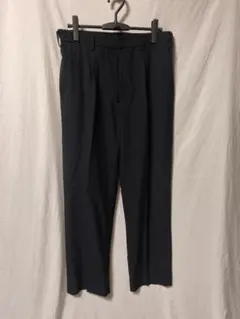 ユニクロ タックワイドパンツ ネイビー ストレッチ メンズ L