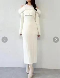 dazzlin オフショルファードッキングニットワンピース　アイボリー