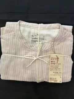 無印良品 薄手ガーゼ五分袖/七分丈パジャマ ピンクストライプ L 婦人のサムネイル