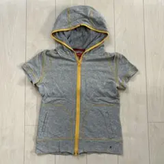 tommy girl フード付きグレーパーカー 半袖Sサイズ