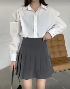 無地柄 プリーツ ミニスカート インパン付き