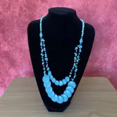 ターコイズ風2連風ネックレス全寸40ｃｍ内寸34ｃｍ