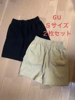 GU ジーユー Ｓサイズ ブラック・ベージュ ハーフパンツ 2着セット