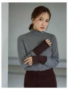 しまむらmysa 田中里奈 配色プルオーバー トップス グレー 3L