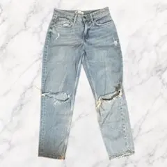 ZARA クラッシュデニム ダメージデニム ライトブルー EUR34 Sサイズ