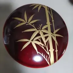 漆器風 菓子器 溜塗 竹蒔絵