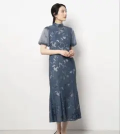 【LAGUNAMOON】LADYジャガードレースフレアーワンピース